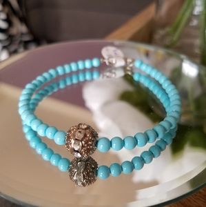Swarovski Elements Turquoise Bead Bracelet NWT
